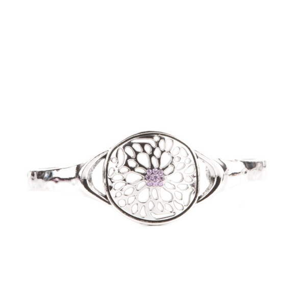 Modern Meadow - Purple and Silver Cuff Bracelet - Picture 2 of 2